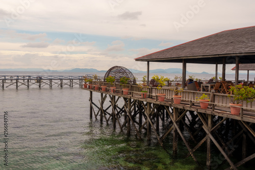 Covered Seating Area On Wooden Pier