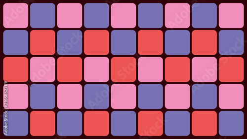 Pink Purple and Red Rounded Square Grid Background, Colorful Geometric Pattern