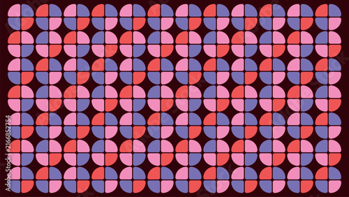 Pink Purple and Red Geometric Square Pattern with Rounded Shapes, Playful Colorful Background