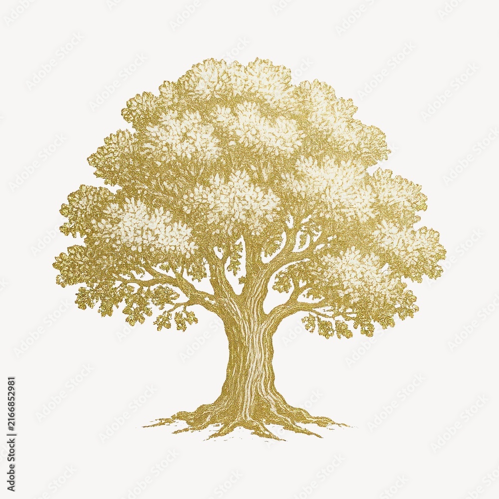 Fototapeta premium Elegant golden tree illustration