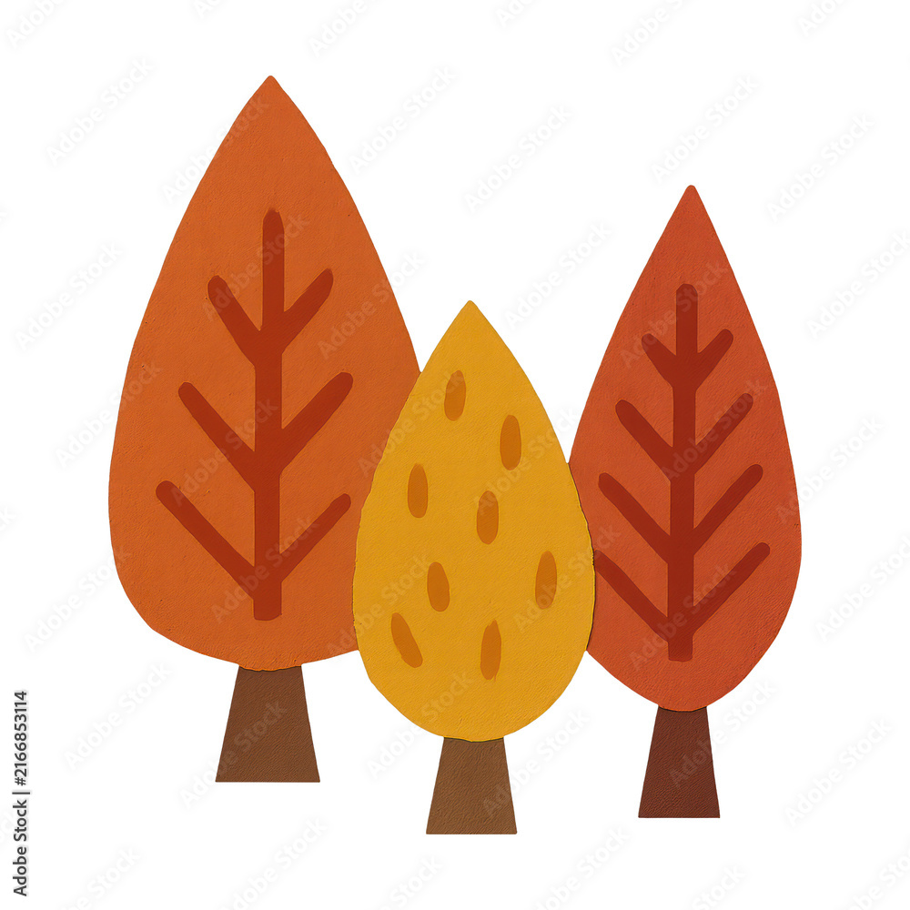 Fototapeta premium PNG Colorful autumn trees illustration.