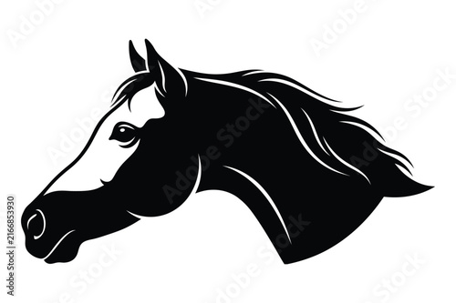 Photography Horse head silhouette vector illustration with wildlife silhouette portrait
