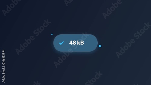 Pill Shape Download Progress Bar Animation with File Size and Checkmark Icon