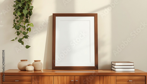 Gold frame mock up over cabinet