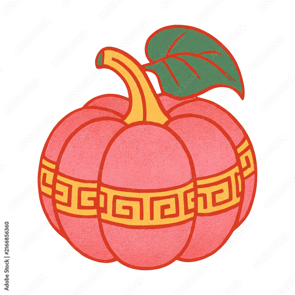 Fototapeta premium PNG Decorative pumpkin with leaf