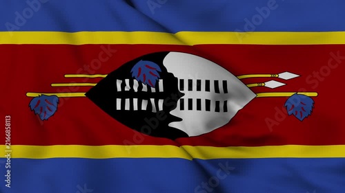 4K animation of the Eswatini national flag waving in the wind