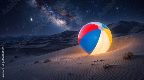 Pelota de playa gigante ilustracion con animo juguetón y caprichoso