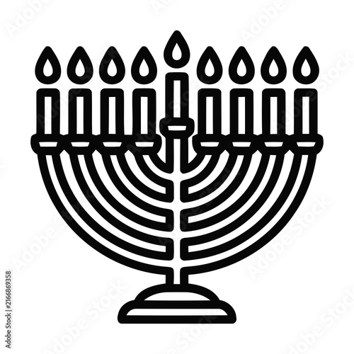 Bild auf Leinwand Minimalist Linear Menorah Symbol For Jewish Holiday Festival Religious Icon