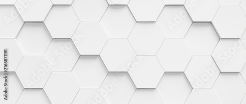 Abstract White 3D Hexagon Geometric Background Modern Minimalist Clean Honeycomb Wall Texture Backdrop for Technology and Business Banner