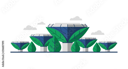 Futuristic Eco-Friendly Architecture with Leaf-Inspired Sustainable City Buildings
