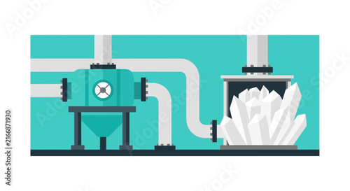 Industrial Synthetic Crystal Manufacturing and Chemical Reactor Process Flat Vector
