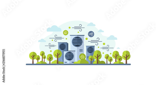 Eco-Friendly Air Purification and HVAC System Vector Illustration