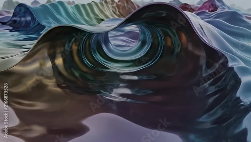 Wavy abstract blue and green liquid surface