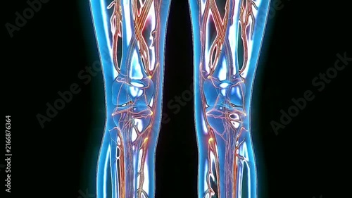 human ankle and foot anatomy, medical animation xray for education health.