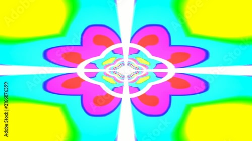colorful abstract kaleidoscope flower motion seamless looping, motion background 4k.