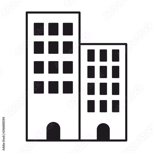 Two modern buildings with black windows and doors