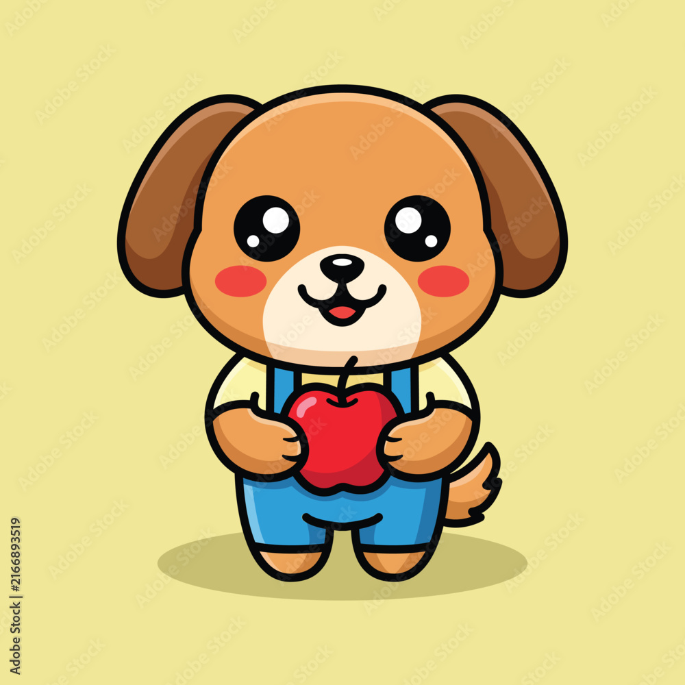 Fototapeta premium Cartoon Dog With Apple