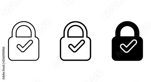 Secure Lock Icons, Verified Padlock Symbols, Safety Assurance Vector Graphics