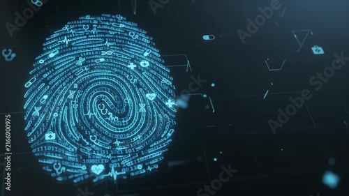 Personalized Medicine AI Fingerprint Biometric Health Data Glow Secure Digital Care Technology For Future Healthcare Identity