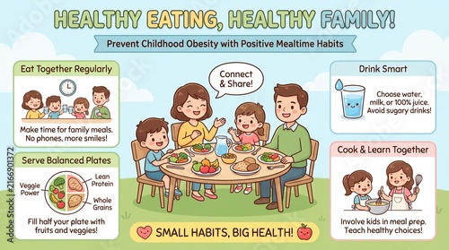 Healthy Eating and Positive Mealtime Habits Infographic for Family Wellness
