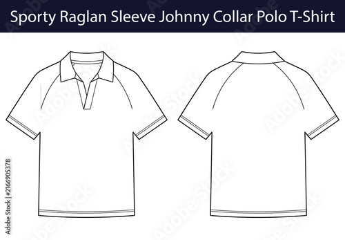 Foto Sporty raglan polo shirt, short sleeve Johnny collar tee with V neck placket, ca