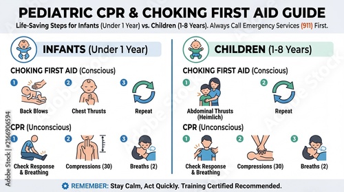 Pediatric CPR and Choking First Aid Infographic Guide for Infants and Children