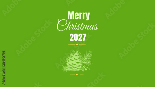 Elegant Green Merry Christmas 2027 Holiday Greeting Design