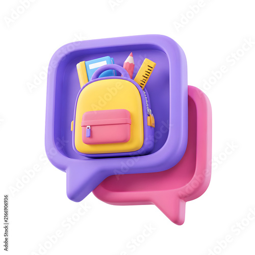 Back to School Season Peak featuring colorful three dimensional icons of student supplies and academic accessories.