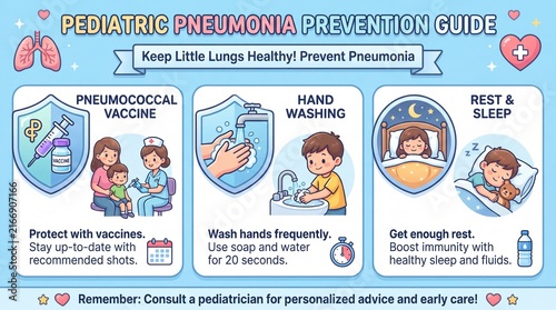 Pediatric Pneumonia Prevention Guide Infographic for Child Health and Medical Education