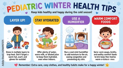 Pediatric Winter Health Tips Infographic for Kids Wellness and Safety