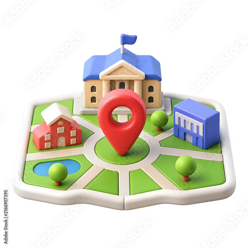 Back to School Season Peak featuring a miniature educational campus layout with navigation pin.