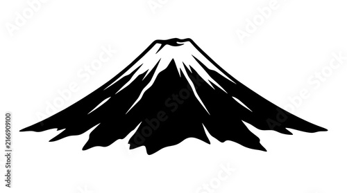 Black and white silhouette of mount fuji vector illustration for japanese landscape branding