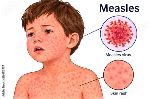 Measles Disease Symptoms with Characteristic Skin Rash