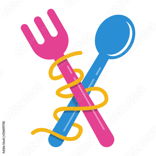 Crossed Fork and Spoon With Noodles Icon