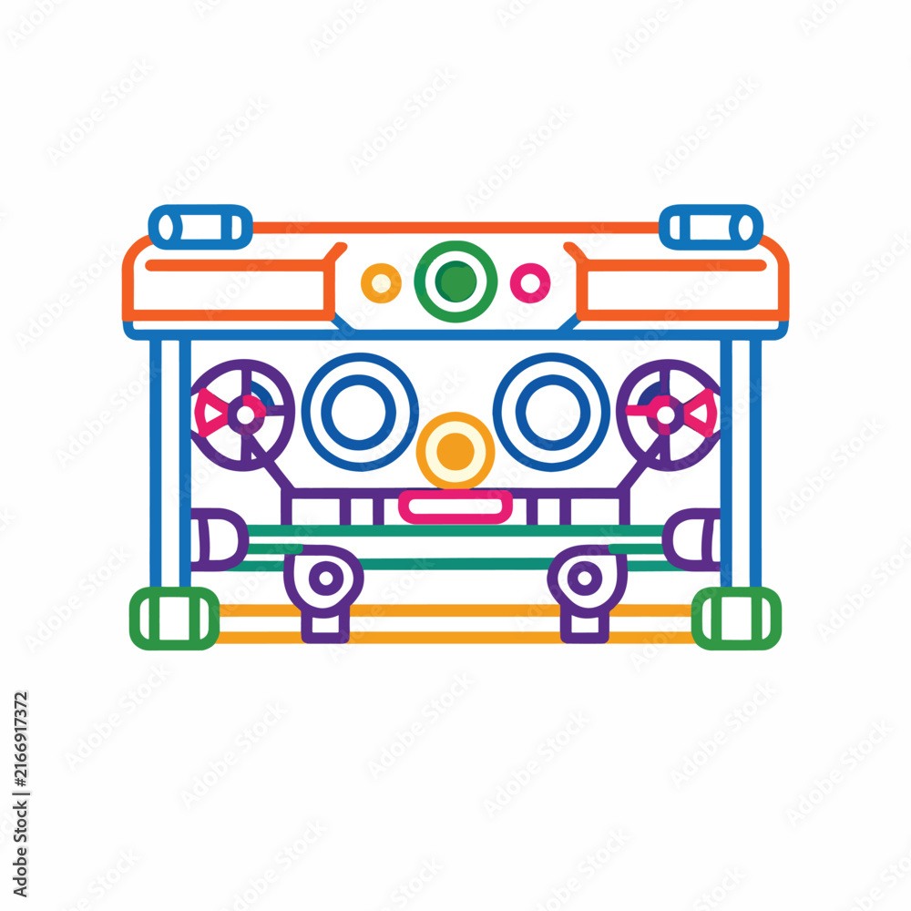 Naklejka premium Colorful abstract mechanical gears and pipes illustration