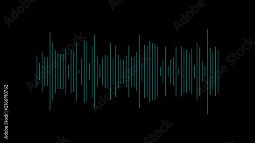 Konstfotografi Teal sound wave on black background audio waveform music.