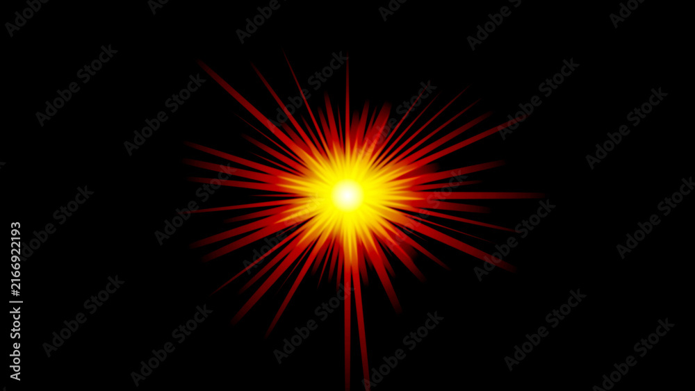 Fototapeta premium Bright starburst light explosion in darkness