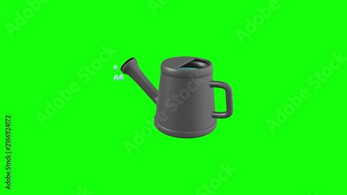 Watering Can 3D animated on green screen background