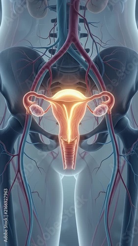 Female Reproductive System Human Uterus Anatomy 3D Illustration