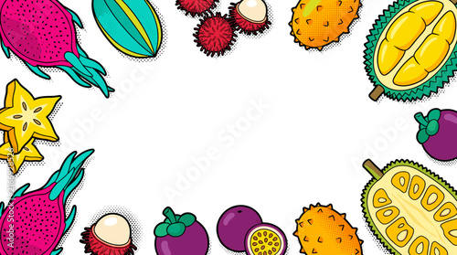 Exotic Fruits Border Illustration
