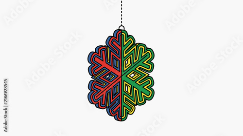 Colorful Snowflake Ornament Hanging Decoration Festive Winter Holiday Design