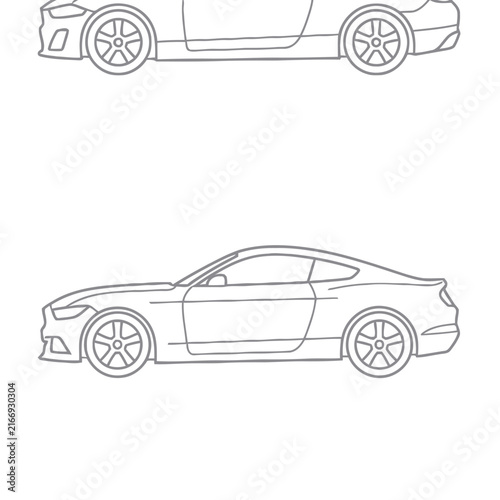 Line art of two sports cars