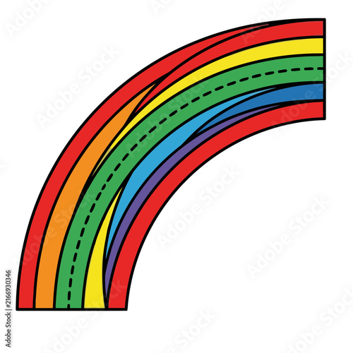 Rainbow arc with dashed line