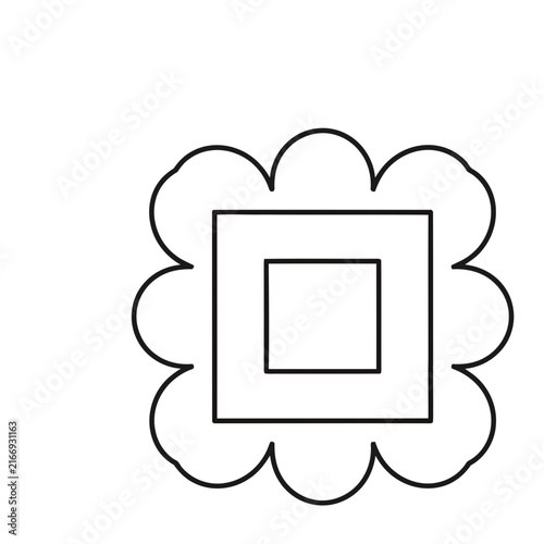 Square within a scalloped square outline