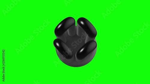 black electric head and scalp massager 3D animated on green screen background.