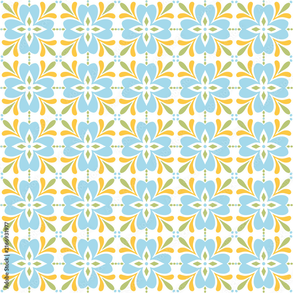 Fototapeta premium Seamless Floral Geometric Pattern in Pastel Colors