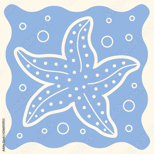 Cute Starfish in Ocean Flat Vector Illustration