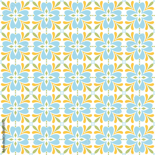 Seamless Floral Geometric Pattern in Pastel Colors
