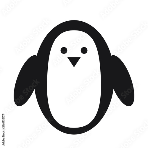 Simple black penguin graphic icon silhouette design vector with silhouette