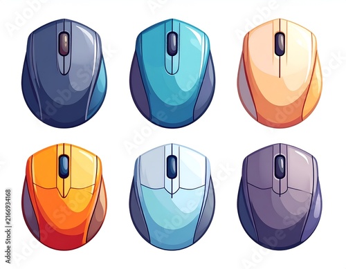 Set of colorful cartoon computer mice.